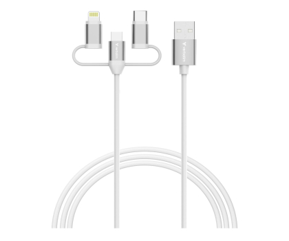 Kabel do smartfona Verbatim 3-in-1 USB-A to Micro-B/USB-C/Lightning 18W 100cm - White